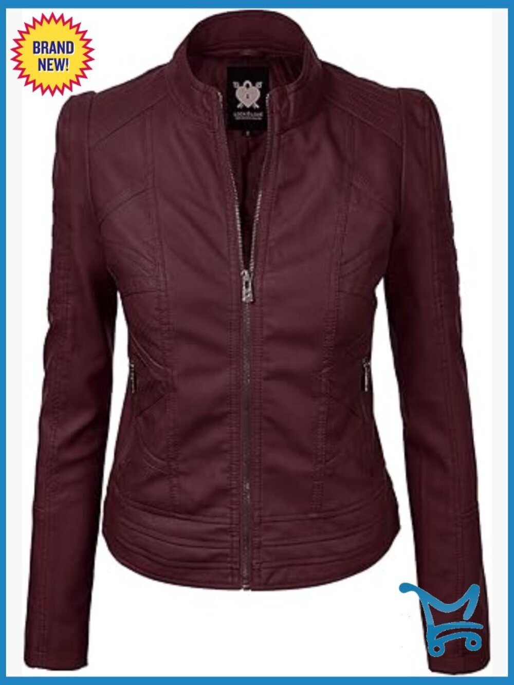 Slim Fit Vegan Leather Moto Jacket - PU Biker Coat